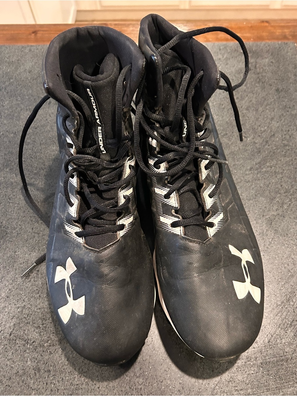 Under Armour Men’s Black Athletic High-Top Shoes with White Logo